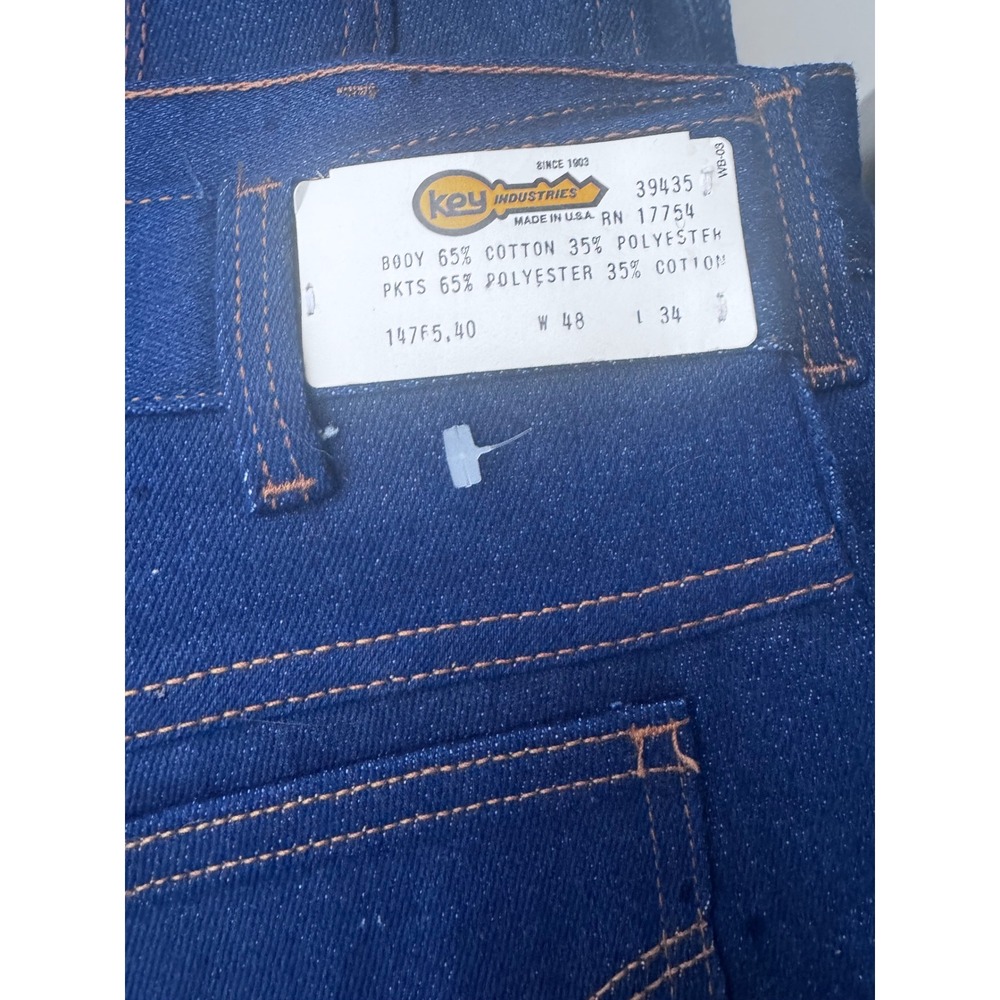 Vintage Key Industries Long Haul Mens Stretch Jeans 48x34 Made in USA Dark Wash